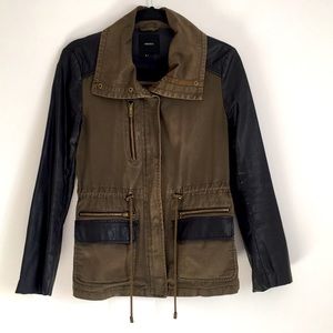 Military Jacket with Faux Leather
